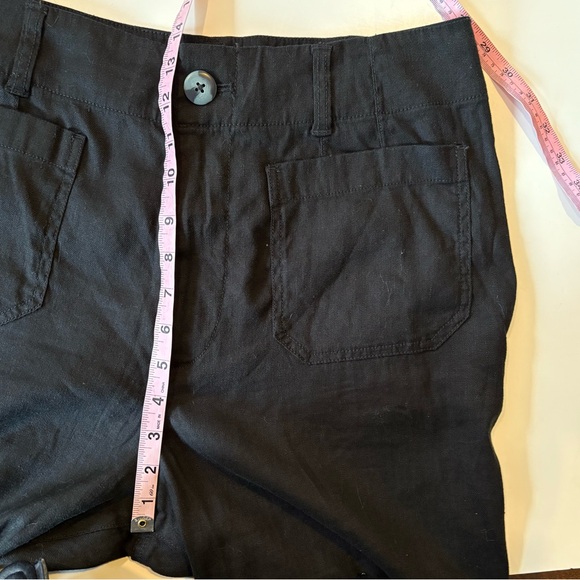 Anthropologie || Maeve Colette Linen Blend Wide Leg Ankle Crop Pants Black 31 - Picture 9 of 10